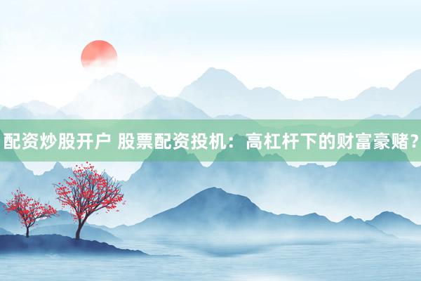 配资炒股开户 股票配资投机：高杠杆下的财富豪赌？
