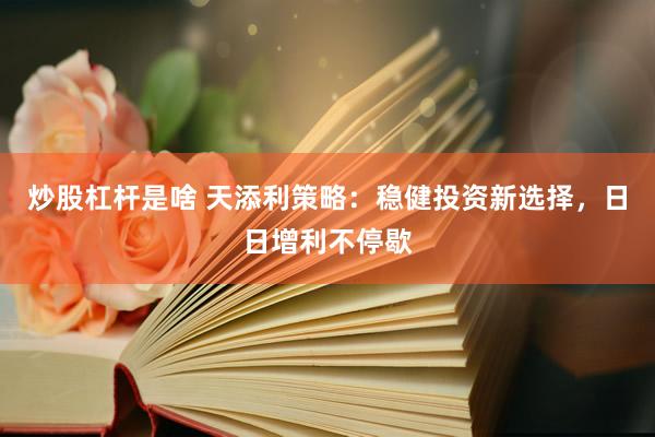 炒股杠杆是啥 天添利策略：稳健投资新选择，日日增利不停歇