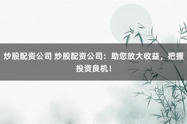 炒股配资公司 炒股配资公司：助您放大收益，把握投资良机！