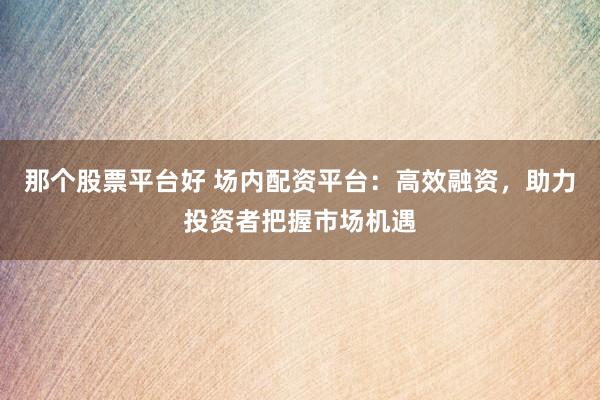 那个股票平台好 场内配资平台：高效融资，助力投资者把握市场机遇