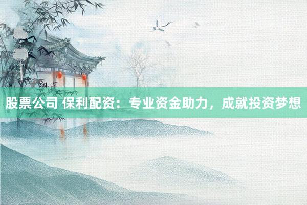 股票公司 保利配资：专业资金助力，成就投资梦想