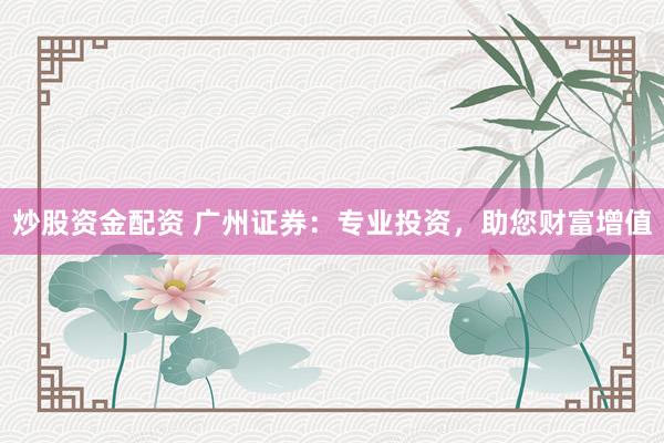 炒股资金配资 广州证券：专业投资，助您财富增值