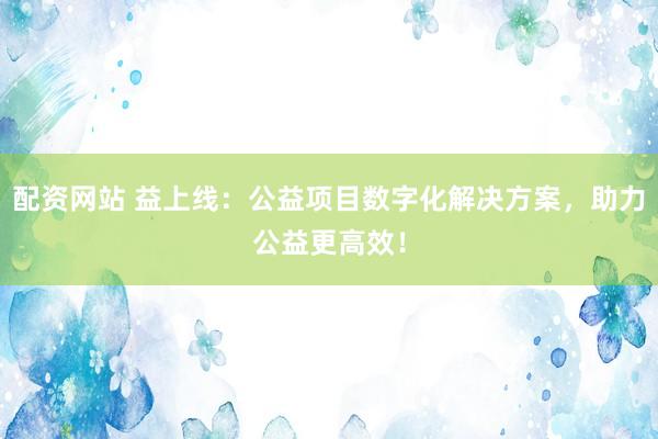 配资网站 益上线：公益项目数字化解决方案，助力公益更高效！