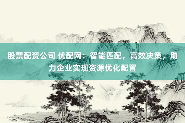 股票配资公司 优配网：智能匹配，高效决策，助力企业实现资源优化配置