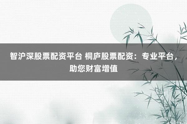智沪深股票配资平台 桐庐股票配资:专业平台,助您财富增值