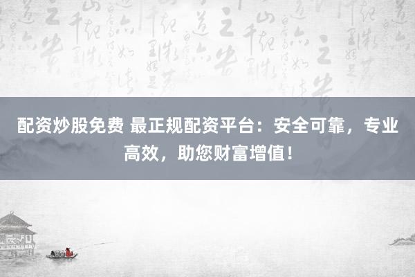 配资炒股免费 最正规配资平台：安全可靠，专业高效，助您财富增值！