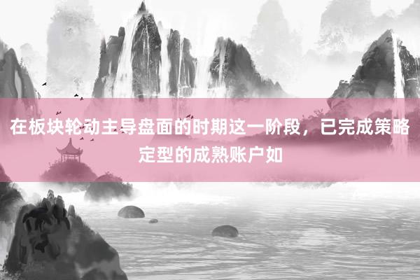在板块轮动主导盘面的时期这一阶段，已完成策略定型的成熟账户如