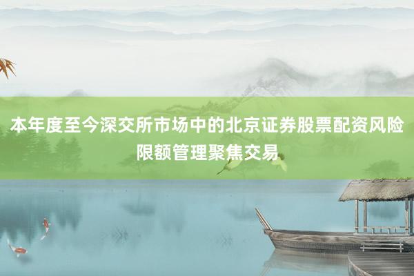 本年度至今深交所市场中的北京证券股票配资风险限额管理聚焦交易