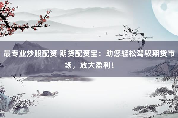 最专业炒股配资 期货配资宝：助您轻松驾驭期货市场，放大盈利！