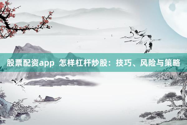 股票配资app  怎样杠杆炒股：技巧、风险与策略