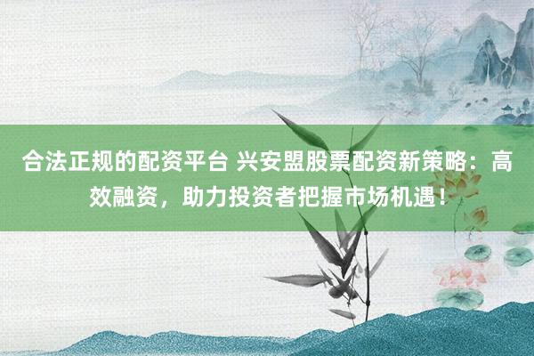 合法正规的配资平台 兴安盟股票配资新策略：高效融资，助力投资者把握市场机遇！